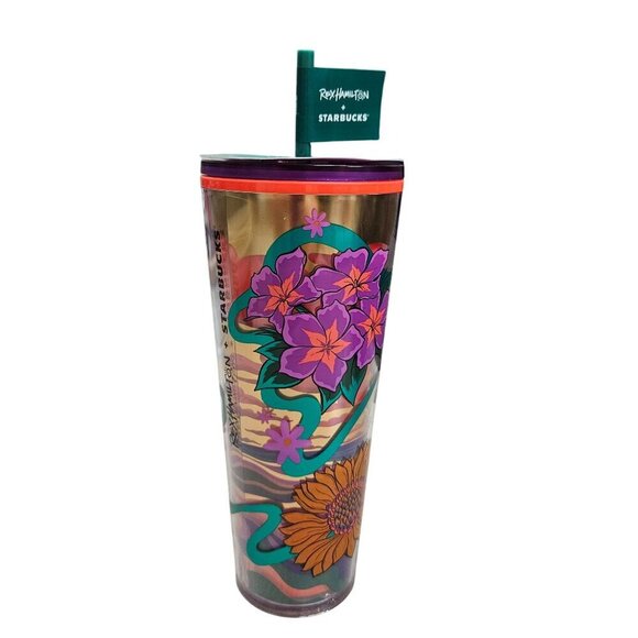 Rex Hamilton Starbucks NWT Limited Edition Floral Tumbler 24 Oz Bright Artsy - Picture 3 of 13